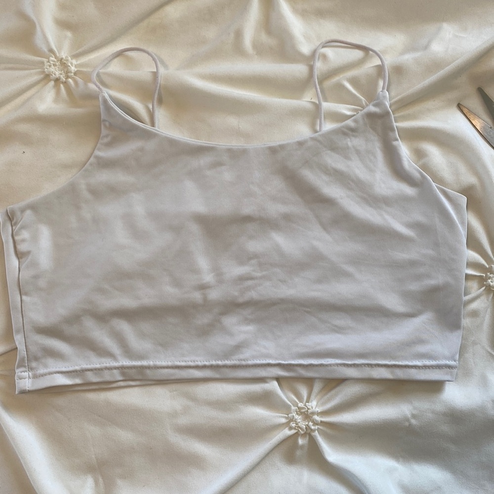 Spaghetti strap cropped white tank